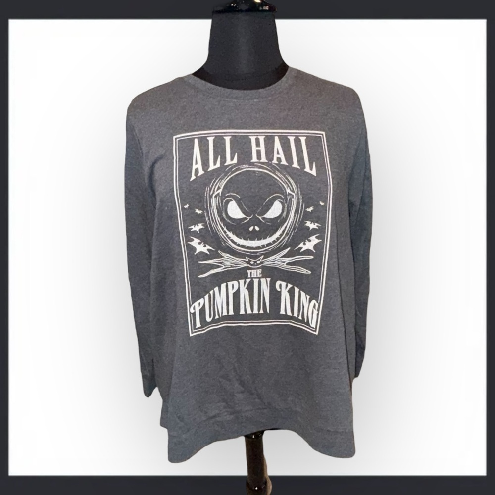 NWT LANE BRYANT X DISNEY All Hail The Pumpkin King Graphic Sweatshirt 18/20 Grey - Picture 2 of 14